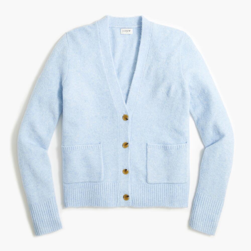 J.Crew V-Neck Cardigan Sweater in Extra-Soft Yarn Blue - S